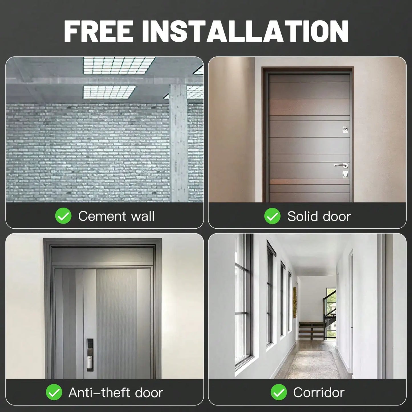 Aznolt fitness gear installation approved for cement wall, solid door, anti-theft door, corridor