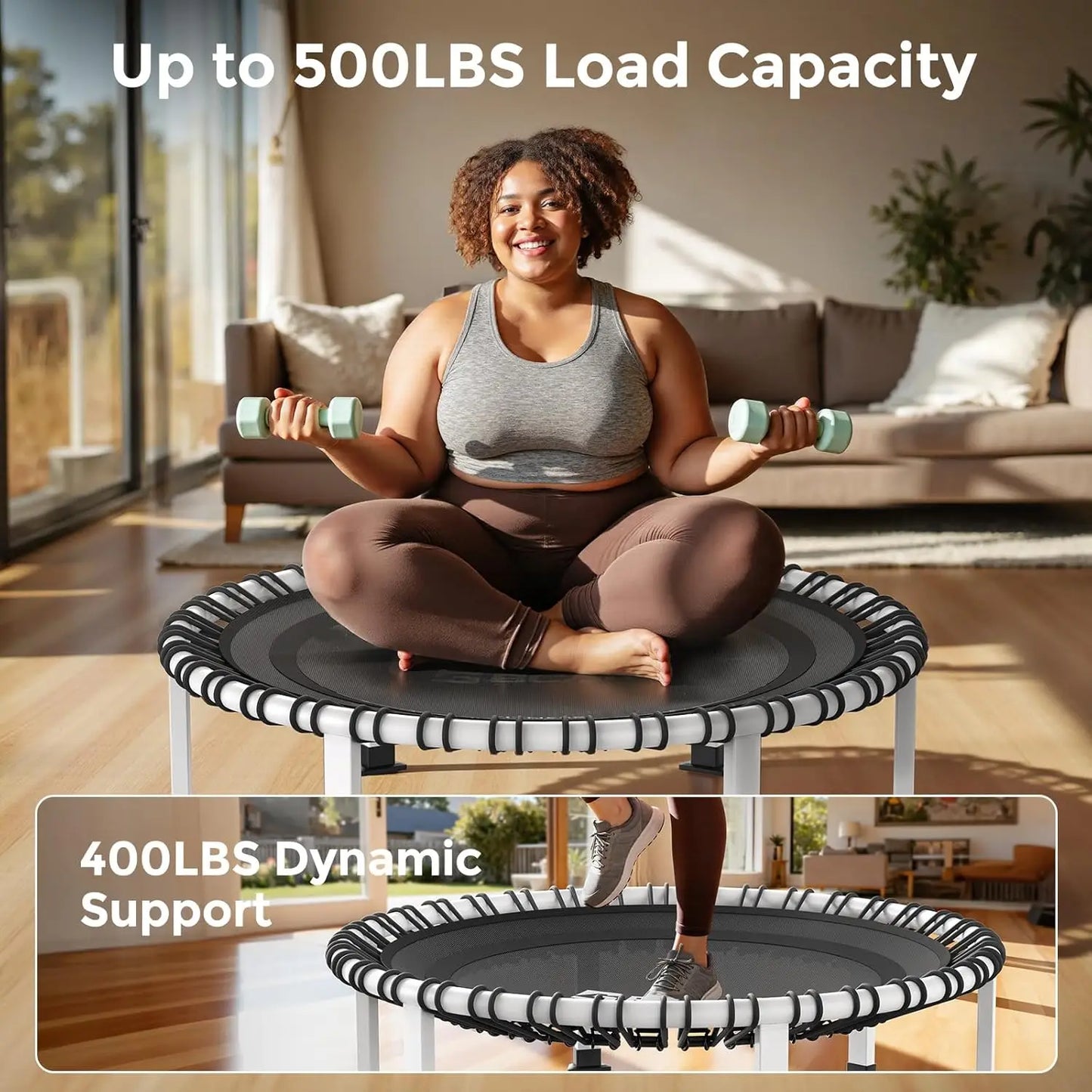 Aznolt® 40-Inch Fitness Rebounder Trampoline with Adjustable Handle Bar