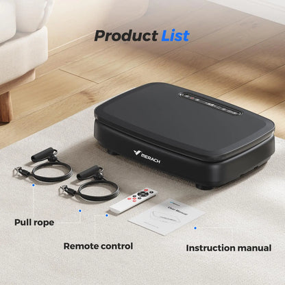 Aznolt home fitness vibration plate set with pull ropes, remote control, and user manual on carpet