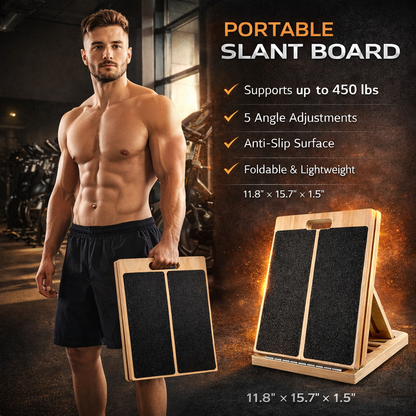 Aznolt® Adjustable Wooden Slant Board – Calf & Ankle Stretch Incline Balance Trainer