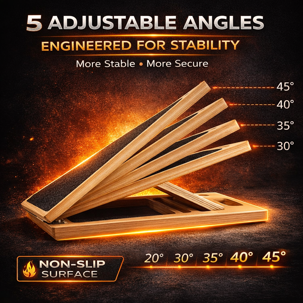 Aznolt® Adjustable Wooden Slant Board – Calf & Ankle Stretch Incline Balance Trainer