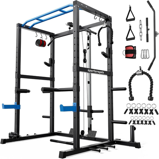 Aznolt® LAT Power Cage with Cable Crossover System – Home Gym Strength Trainer