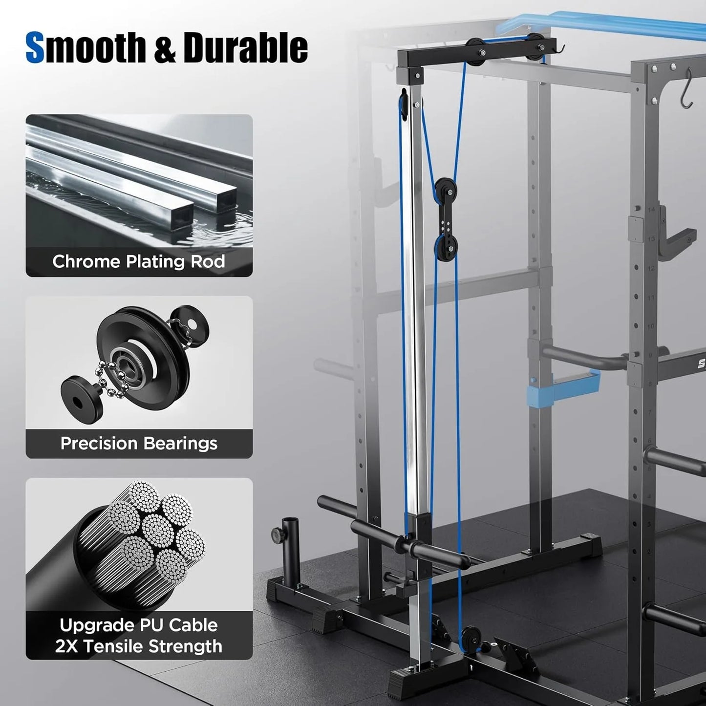 Aznolt® LAT Power Cage with Cable Crossover System – Home Gym Strength Trainer