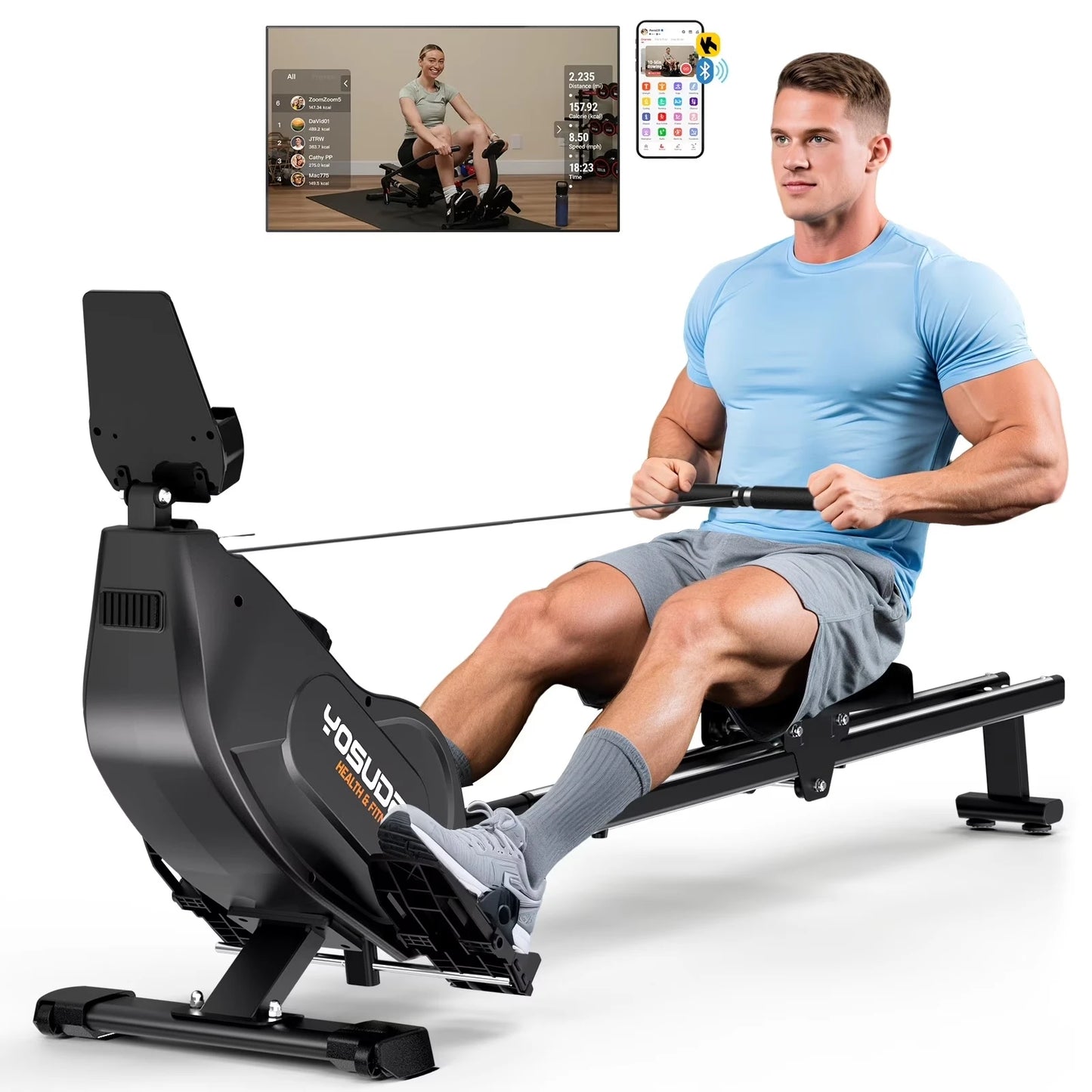 Aznolt® Magnetic Rowing Machine – Quiet, Foldable Home Rower