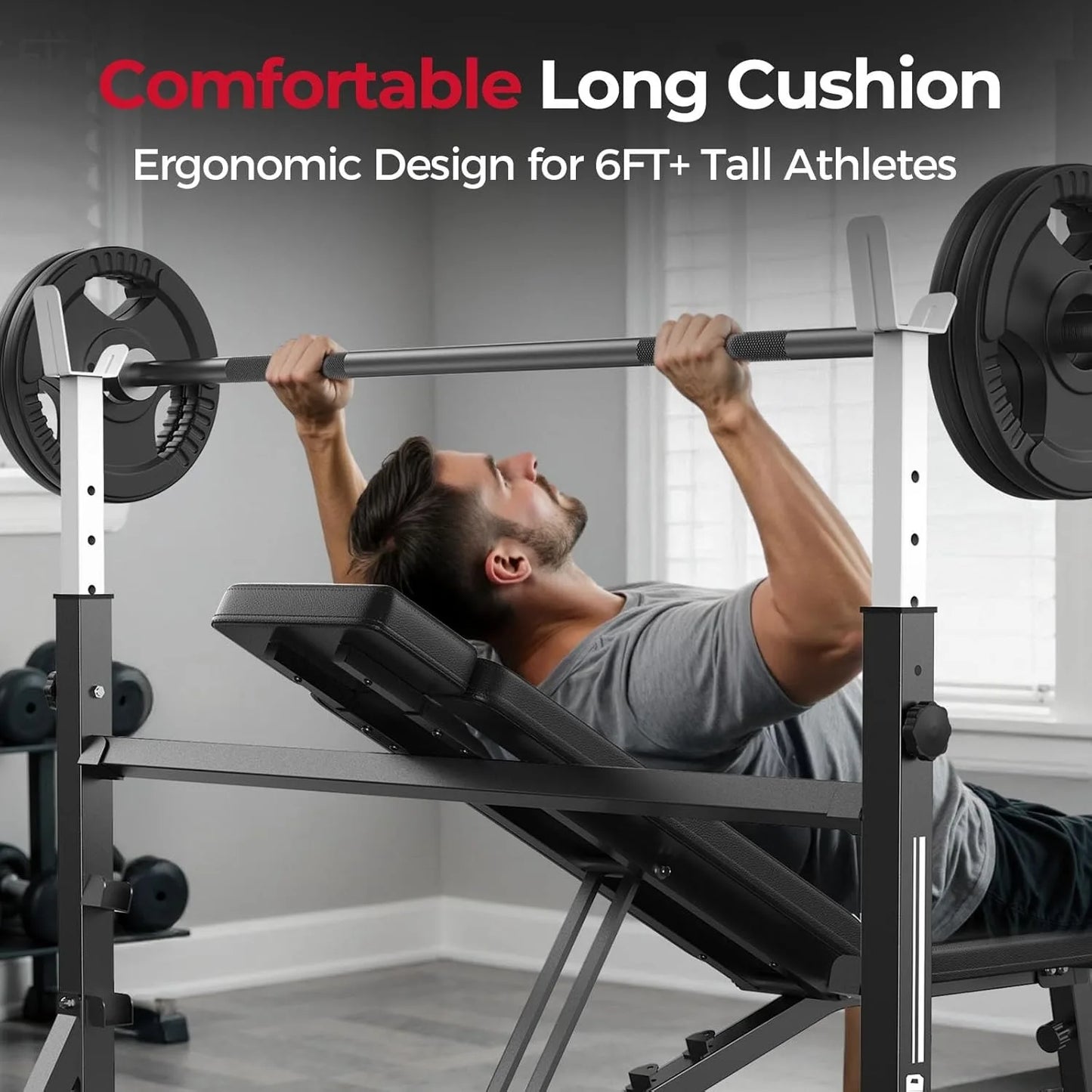 Aznolt® Adjustable Weight Bench with Rack – Home Gym Strength Trainer