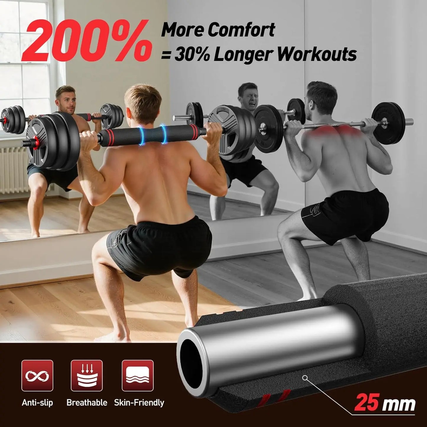Aznolt® 5-in-1 Adjustable Dumbbell Set – 70 LB (35 LB Pair)