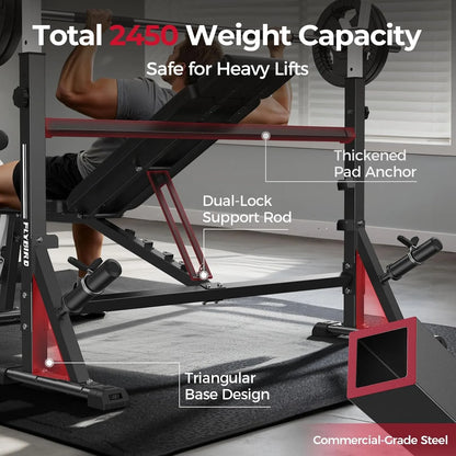 Aznolt® Adjustable Weight Bench with Rack – Home Gym Strength Trainer