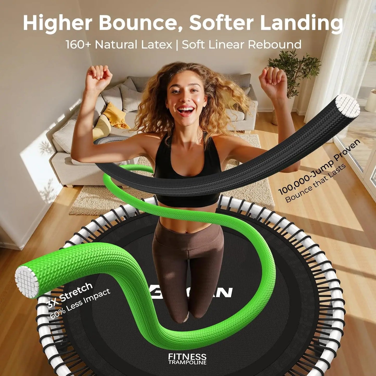 Aznolt® 40-Inch Fitness Rebounder Trampoline with Adjustable Handle Bar