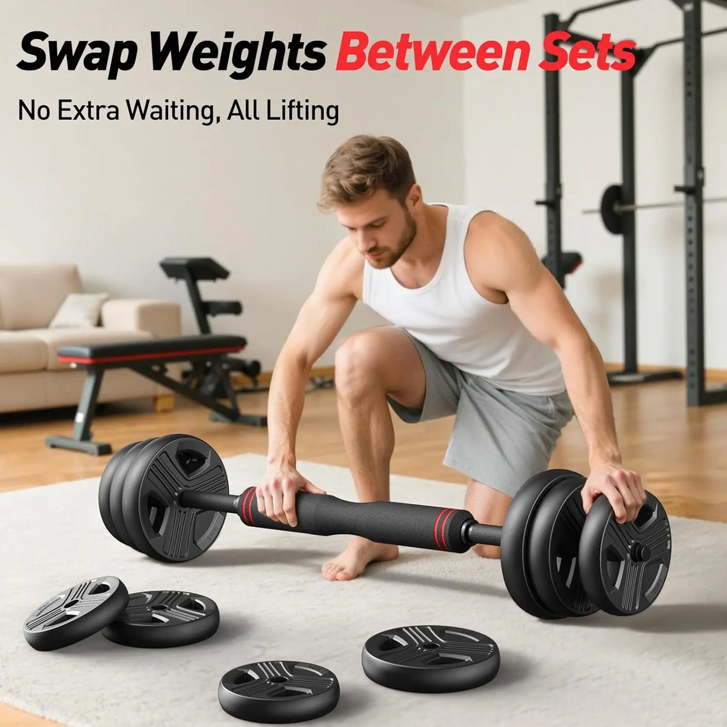 Aznolt® 5-in-1 Adjustable Dumbbell Set – 70 LB (35 LB Pair)
