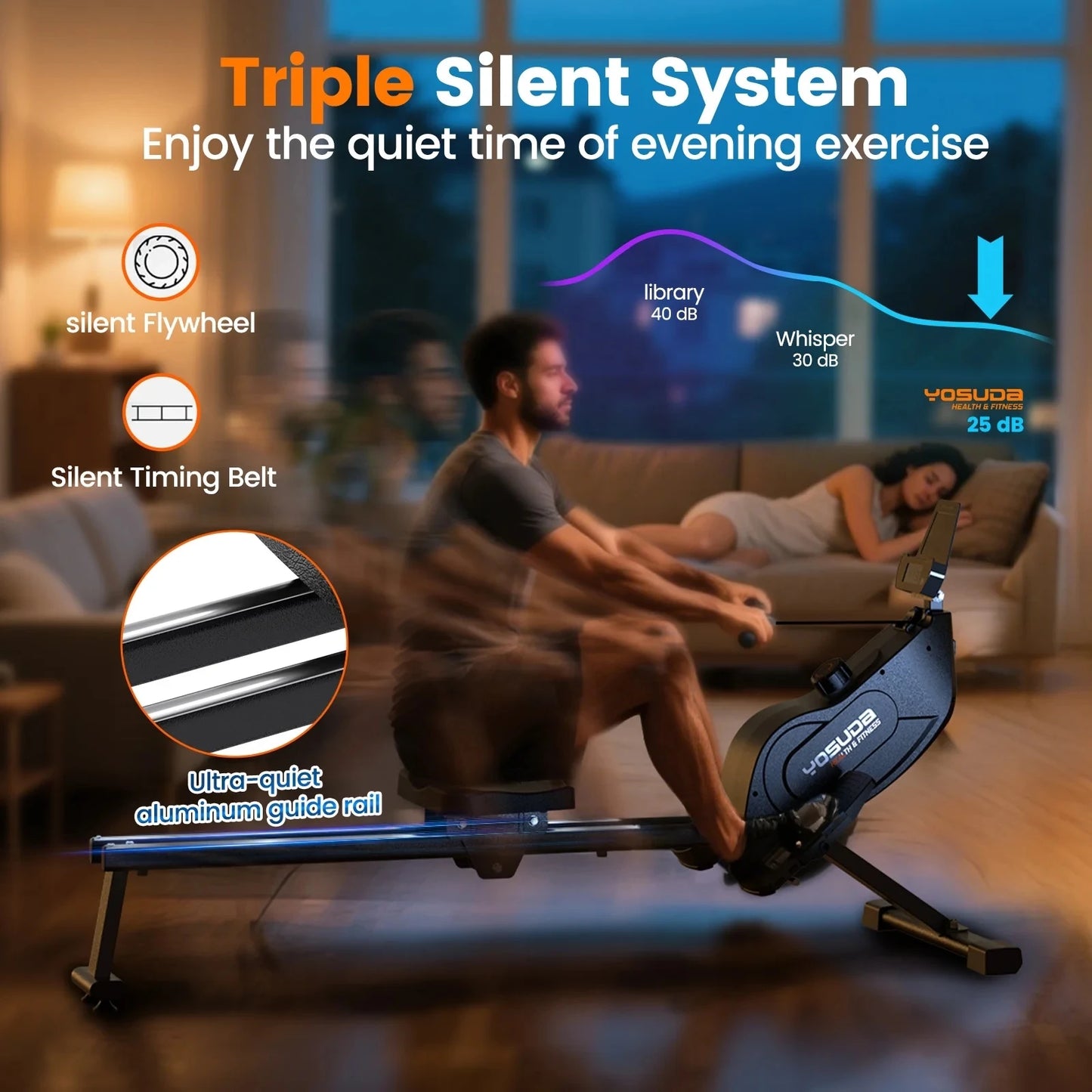 Aznolt® Magnetic Rowing Machine – Quiet, Foldable Home Rower