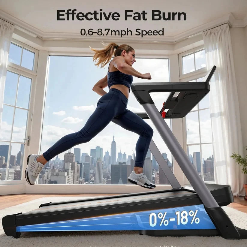 Aznolt® Foldable Treadmill – Quiet Brushless Motor for Home Cardio