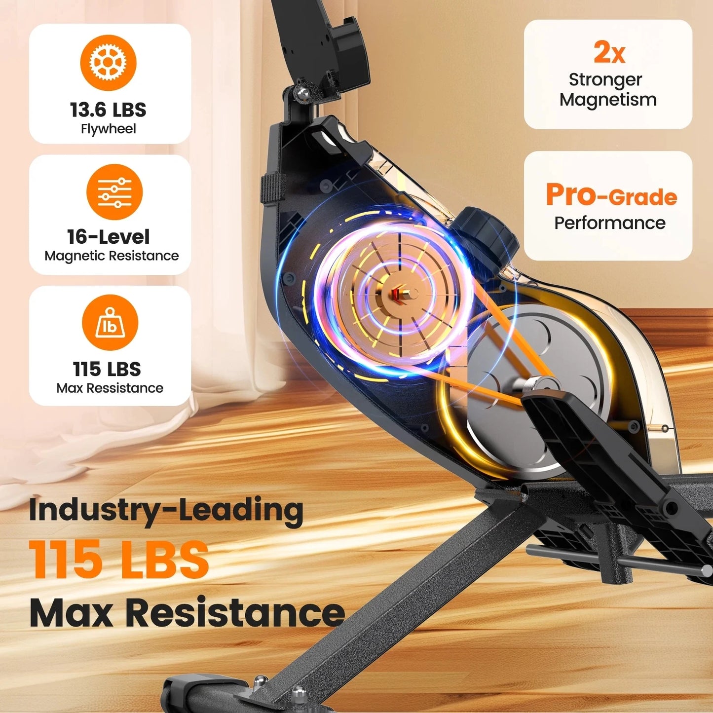 Aznolt® Magnetic Rowing Machine – Quiet, Foldable Home Rower