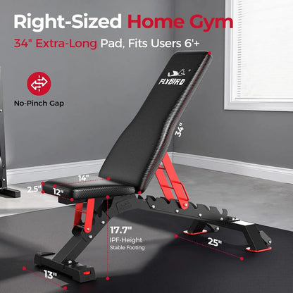 Aznolt® Adjustable Weight Bench – 1,300 lb Capacity | Multi-Position Incline & Decline