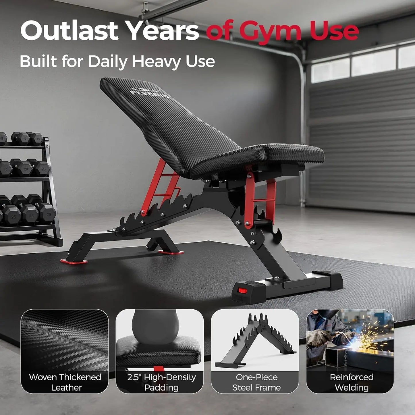 Aznolt® Adjustable Weight Bench – 1,300 lb Capacity | Multi-Position Incline & Decline