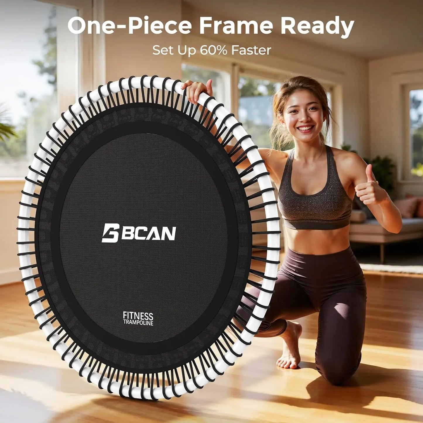 Aznolt® 40-Inch Fitness Rebounder Trampoline with Adjustable Handle Bar
