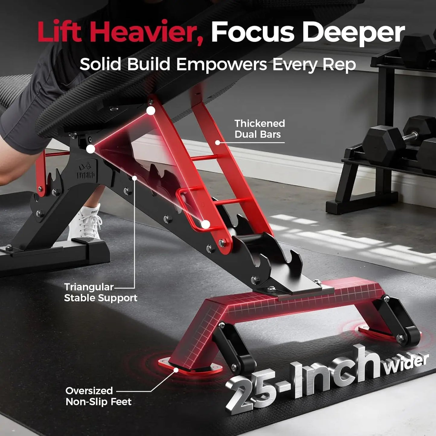 Aznolt® Adjustable Weight Bench – 1,300 lb Capacity | Multi-Position Incline & Decline