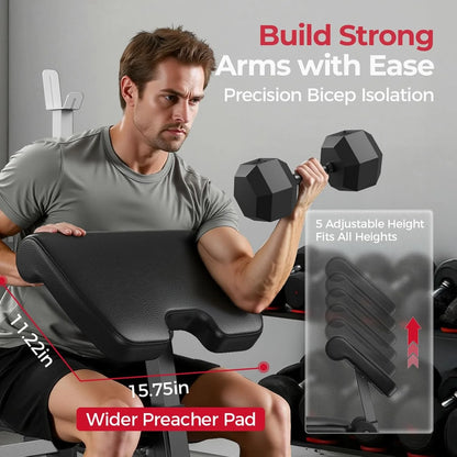 Aznolt® Adjustable Weight Bench with Rack – Home Gym Strength Trainer