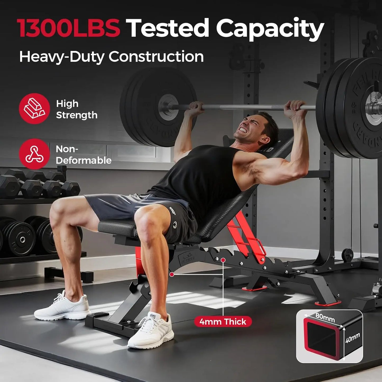 Aznolt® Adjustable Weight Bench – 1,300 lb Capacity | Multi-Position Incline & Decline