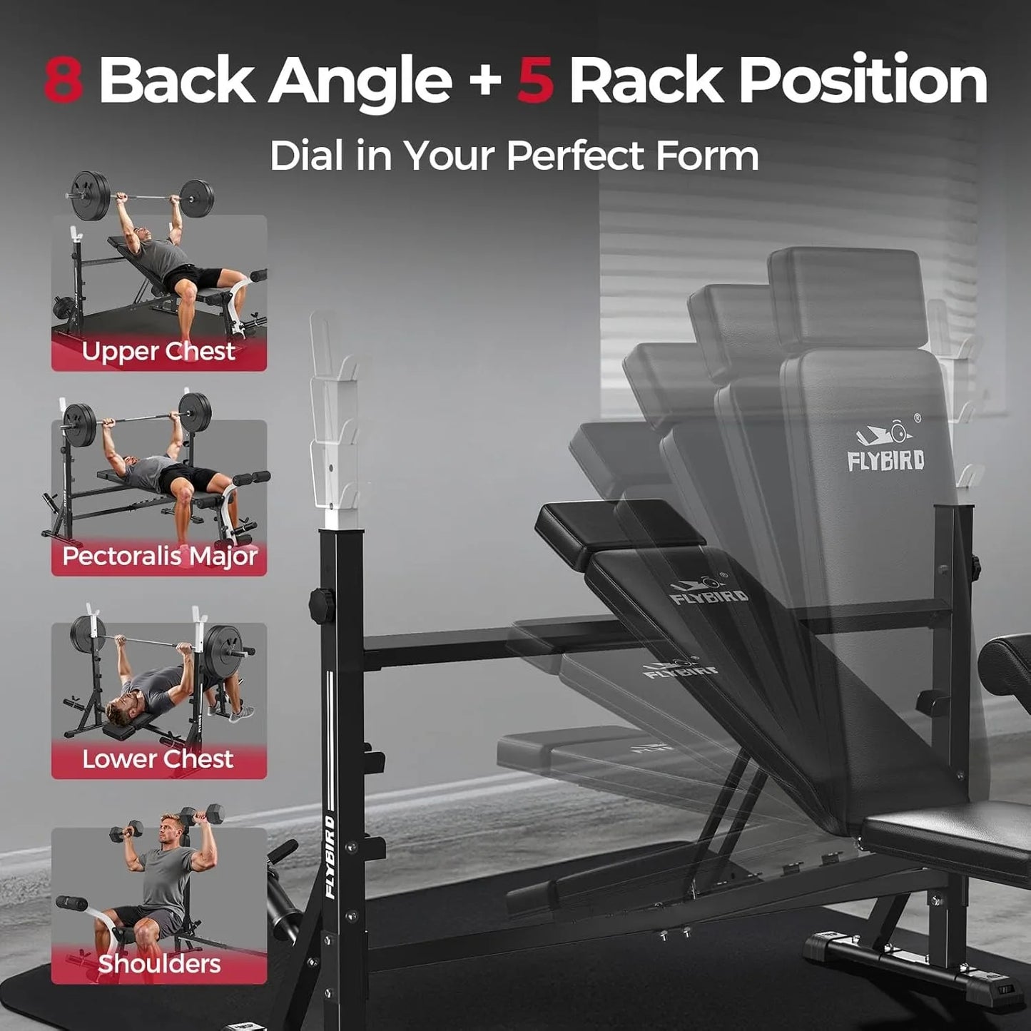 Aznolt® Adjustable Weight Bench with Rack – Home Gym Strength Trainer