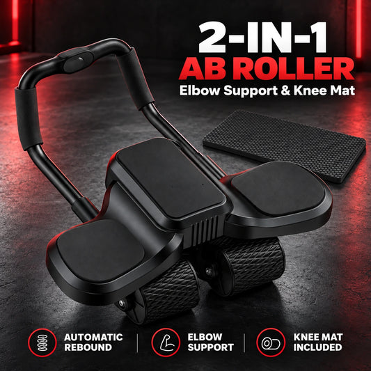Aznolt 2-in-1 Ab Roller with elbow support and knee mat, black and red product hero