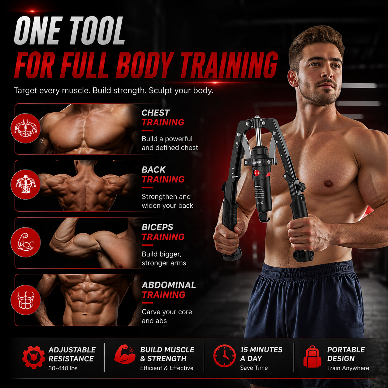 Aznolt® Muscle Trainer – Adjustable Resistance Trainer for Home Gym