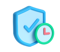 Shipping protection icon with shield and clock for Aznolt home fitness equipment orders.