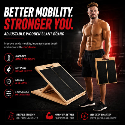 Aznolt® Adjustable Wooden Slant Board – 5-Level Incline for Mobility & Recovery