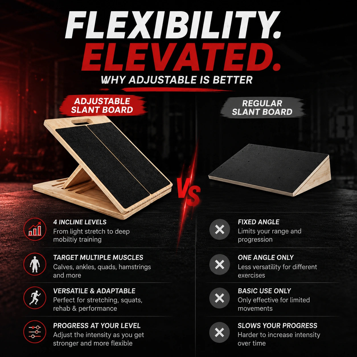 Aznolt® Adjustable Wooden Slant Board – 5-Level Incline for Mobility & Recovery